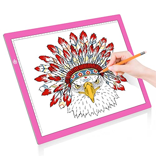 A3 Copy Light Board Tracing Box, Ultra-Thin Adjustable Drawing Tablet USB Power Artcraft LED Tracer Light Pad for Diamond Art Painting Accessories, Sketching, Animation, Quilting, Stenciling (Pink) - color: PINK, size: 11.7" x 16.5"