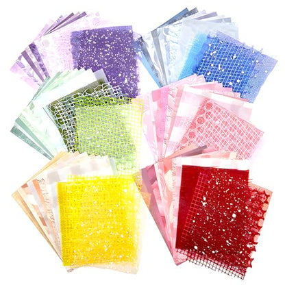BADAO 90 Sheets Sticker Scrapbook Paper Supplies for DIY | 6 Pack Mesh Fabric Scrapbooking Kits,5.11x7.08Inch Textured Aesthetic Paper Scrap Book Material for DIY Decorative Mixed Set