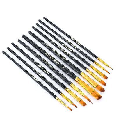 Transon 20pcs Artist Painting Brush Set for Acrylic Watercolor Gouache Hobby Craft Face Rock Painting Black and White Color - color: Black and White