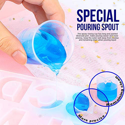 LEOBRO 50ml/1.7oz Epoxy Mixing Cups, 38PCS Graduated Epoxy Resin Cups, Pouring Cup, Plastic Beakers Measuring Cup for Resin, Epoxy, Paint