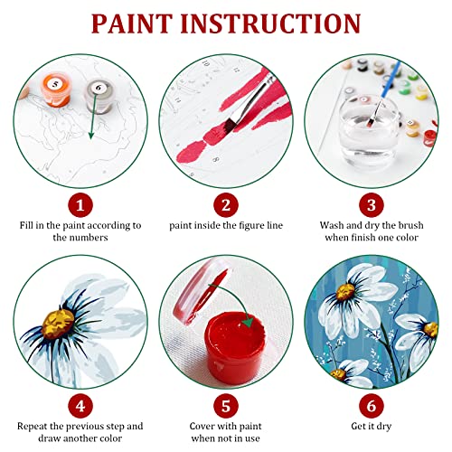 Ginkko Framed Paint by Numbers Kit for Adults 8X 12 inch, Vase Flowers - color: white flower framed, size: 8x12 Inch