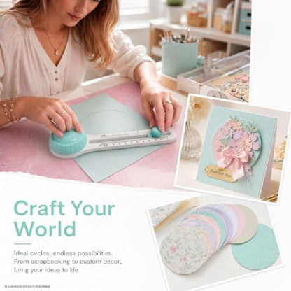 Circle Cutter, Circle Cutters for Crafts, Adjustable Circle Punch Alternative, Sticker Cutter and Round Paper Cutter for Scrapbooking, Cards, Photo Paper and Cardstock