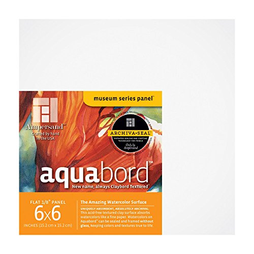 Ampersand Aquabord Panel for Watercolor and Gouache, 1/8 Inch Depth, 6X6 Inch, Pack of 4 (CBT066) - color: Flat Profile, size: 1/8 Inch, 6" x 6" - Pack of 4