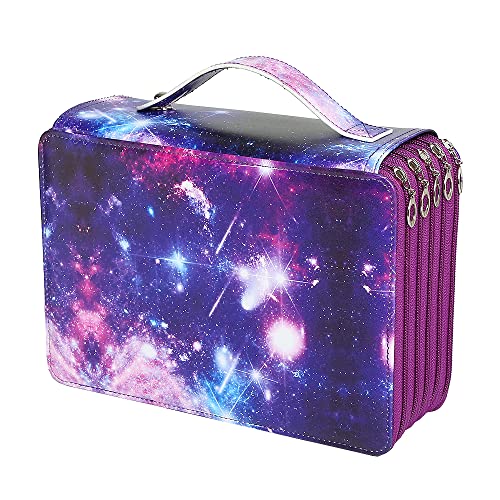 250 Slots Pencil Case 5-Layer Zipped Holder w/Handle - color: Purple, size: 250