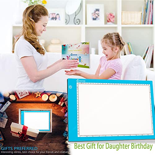 XIAOSTAR Light Box Drawing Pad, 12000 Lux LED Tracing Board A4, USB Powered (Not Rechargeable) PMMA Panel, Adjustable Brightness for Diamond Painting, Sketching, Animation, X-Ray–Includes Accessories | for Artists,Animation Drawing,Sketching,Animation,X-r