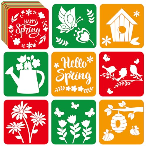 36pcs Summer Drawing Stencils for Kids 8 Inch Sidewalk Chalk Stencils Painting Large Washable Reusable Summer Themed Flowers Primary Shape Template for Kids Toddlers Preschool - style: Hello Summer