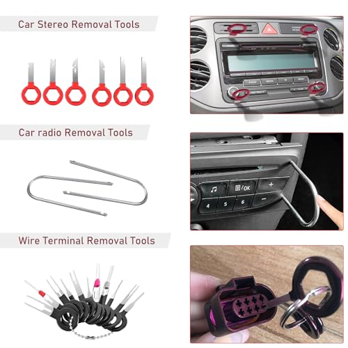 JNLK 352pcs Trim Removal Tool, Pry Tool, Door Panel Removal Tool Kit, Clip Tool, Fasteners Removal Tool with Car Retainer Body Clips Set, red - color: Red