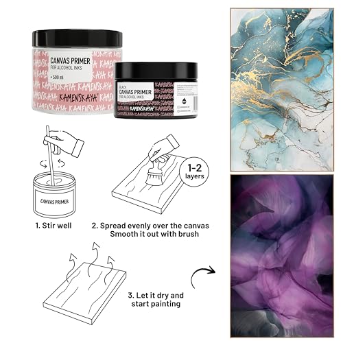 KAMENSKAYA White Acrylic Gesso Primer for Alcohol Ink Painting on Canvases,16.9 fl oz (500 ml) - color: White, size: 16.9 Fl Oz (Pack of 1)