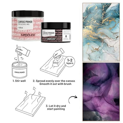 KAMENSKAYA White Acrylic Gesso Primer for Alcohol Ink Painting on Canvases,16.9 fl oz (500 ml) - color: White, size: 16.9 Fl Oz (Pack of 1)