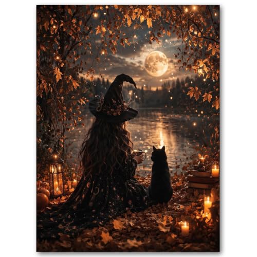 SUJINMEI Witch Paint by Numbers Kit for Adults Without Frame 16X20 inch | Halloween Adult Paint by Number Kits on Canvas, Witch Painting by Numbers for Adults, Acrylic Paints for Home Wall Decor - color: MT23074-US