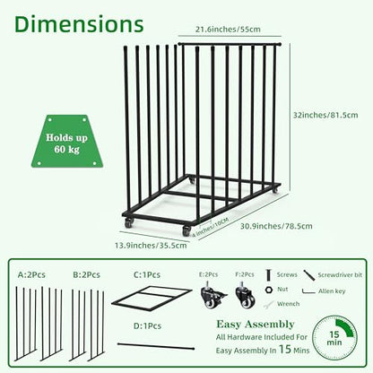 Art Storage Rack, Art Canvas Storage, Canvas Boards Rack Art Storage with Handle & Caster Wheels for Drawing Board, Panel, Paper Pad for Art Studios, Artworks, Gallery, Black