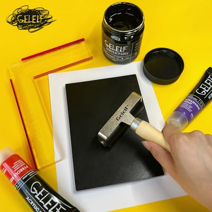 GELELF Smooth Peeling Brayer Roller - Wood Hand Roller Rollers Ink Roller Tape Roller for Gluing Taping Gel Printing Inking Block Printmaking Stamping Scrapbooks (#6: 4 Inch (10CM)) - color: #6: 4 Inch (10CM)