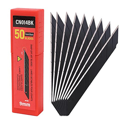 Gomake 9mm Utility Knife Replacement Blades,30 Degree Snap Off Carbon Steel Blades for Retractable Cutting Knives, Hobby, Craft Knife, Box Cutter 100PCS-Black