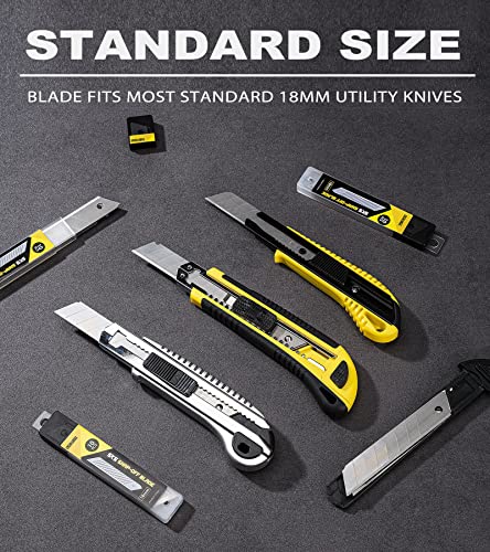 DOWELL 18mm Snap Off Blade SK5, Box Cutter Blades, 100 Pcs | 100-pack 18mm SK5 snap-off blades, sharp & durable, fits standard retractable utility knives