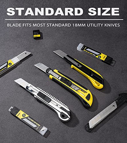DOWELL 18mm Snap Off Blade SK5, Box Cutter Blades, 100 Pcs | 100-pack 18mm SK5 snap-off blades, sharp & durable, fits standard retractable utility knives