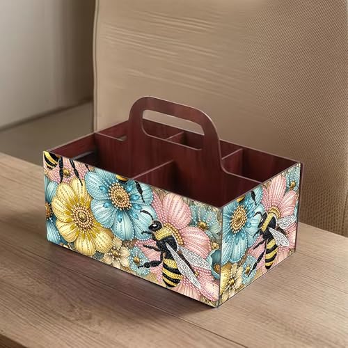 LSQFS Cat 5-Grid Wooden Diamond Painting Storage Box with Handle for Adults - color: cat