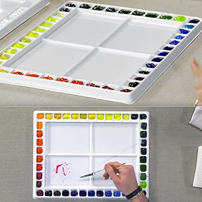 Creative Mark Watercolor Palette with Cover – 42 Wells and 4 Mixing Areas, 12" x 16" Lightweight Plastic Palette for Watercolor, Acrylic, or Gouache Paints