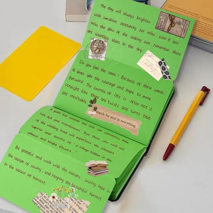 Small Premium Green Art Sketchbook,5.7 x 3.54 inches Mixed Media Notebook,34 Sheets 120 GSM Acid-Free Folding Drawing Papers, Hardcover Pocket Journal Sketchbook for All Artists - color: 120gsm-folding paper green