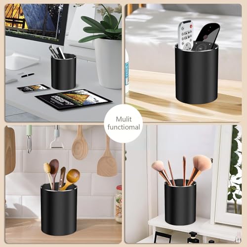 Pen holder, aluminum alloy waterproof pen holder, desktop simple and modern minimalist, multifunctional office supplies for families, kids and schools - color: Black