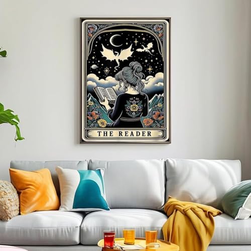 WGSMGL 5D Diamond Art Kit for Adult Beginners, Tarot Reader Diamond Painting Kit, DIY Full Round Diamond Diamond Painting, Pointillist Gem Art for Adults, Home Wall Decor 12X16 Inch - style: Tarot Reader