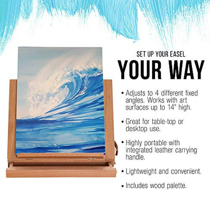 U.S. Art Supply Solana Adjustable Wood Art Easel, Portable Beechwood