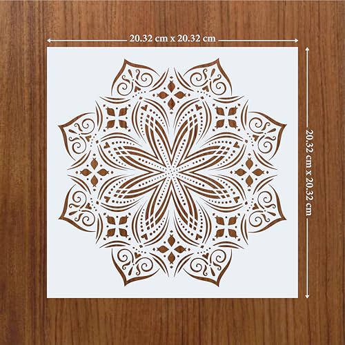 UNbox that Feelings Mandala Stencil Set (Pack of 9) – 8x8 Inch Reusable Mylar Stencils for Painting on Wood, Wall, Fabric, Furniture, Canvas & DIY Crafts Medium White