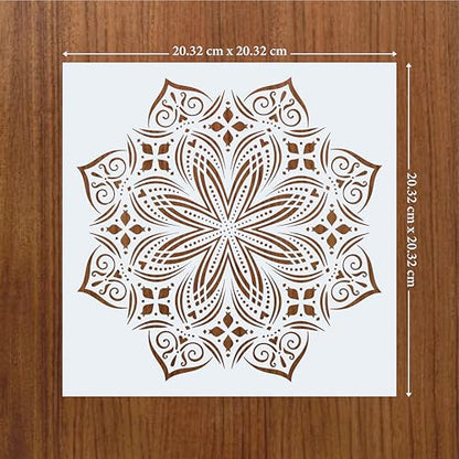 UNbox that Feelings Mandala Stencil Set (Pack of 9) – 8x8 Inch Reusable Mylar Stencils for Painting on Wood, Wall, Fabric, Furniture, Canvas & DIY Crafts Medium White
