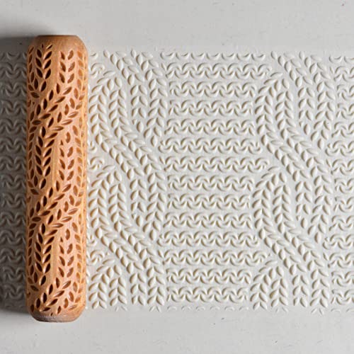 MKM Pottery Tools Wood Big Hand Rollers for Clay (BHR-103 Sweater Knit Stitch) - color: BHR-103 Sweater Knit Stitch