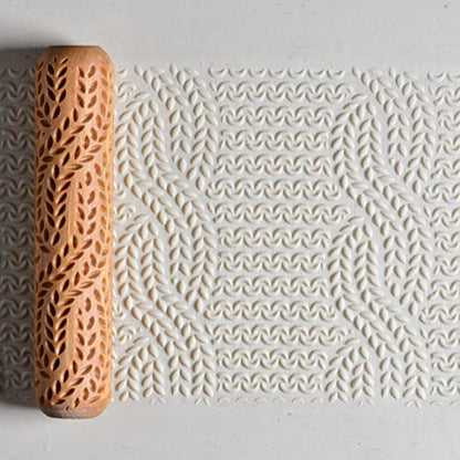 MKM Pottery Tools Wood Big Hand Rollers for Clay (BHR-103 Sweater Knit Stitch) - color: BHR-103 Sweater Knit Stitch