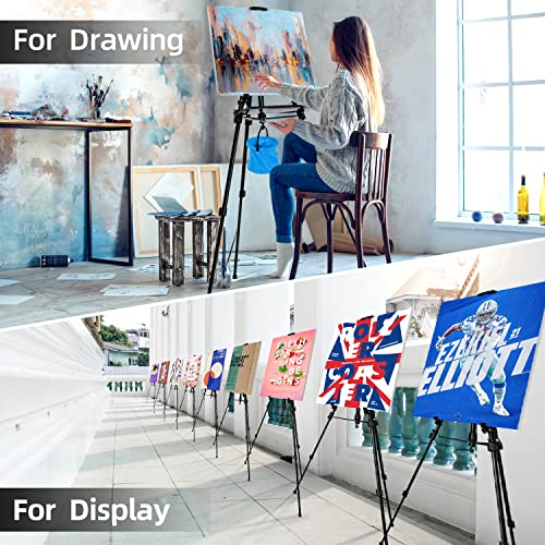 Artist Easel Stand Painting Stand Art Easel, 20" to 61" Art Easel for Painting Canvase & Displaying, Aluminum Adjustable Height Display Tripod with Portable Bag/Folding Keg/Apron.(Black)