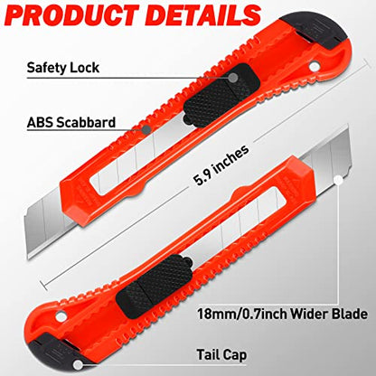 DIYSELF 30 Pack Box Cutter Retractable, 18mm Utility Knife, Snap-Off Blade - color: Red, size: 30 Pack