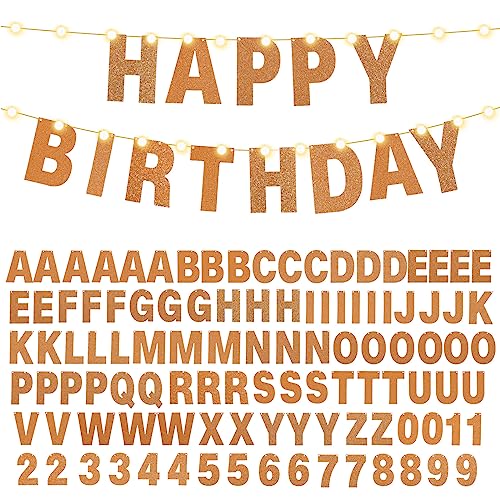 TaoBary 107 Pcs DIY Banner Letters Kit Glitter Banner,Glitter Orange | 107 Glitter Letters Numbers with Rope and Needle, Reusable for Birthday, Halloween, Christmas, Wedding, Valentine Decor - color: Glitter Orange