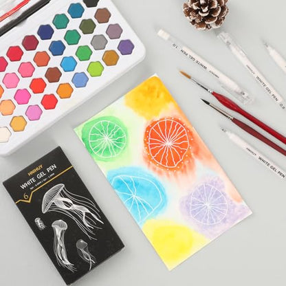 HNIHUY White Gel Pens,1mm, 0.8mm Fine Point White Pens Set, 6 Pack | Opaque White Archival Ink Pen for Black Paper Drawing, Sketching, Illustration, Bullet Journaling - color: White