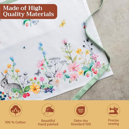 Maison d' Hermine Aprons for women with Pocket 100% Cotton (27.50"x31.50") | Adjustable Neck Strap & long ties Apron Men Chef Wedding Cooking Gardening Server Maid - color: 061 - Printemps