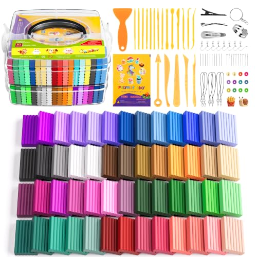Artpar 52 Colors Polymer Clay Kit,Oven Bake Modeling Clay for Kids Adults | DIY Molding Clay Starter Sculpting Set With Tools & accessories,Non-Sticky,Kids School Classroom Stem,Home Party Art Crafts - color: 50