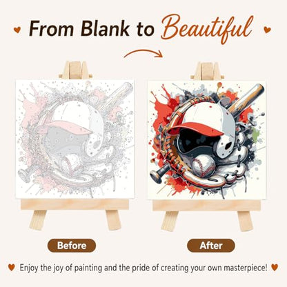AUKELHJ Framed Paint by Numbers Kit for Adults, Baseball, 10x10 inch - color: 17-Baseball