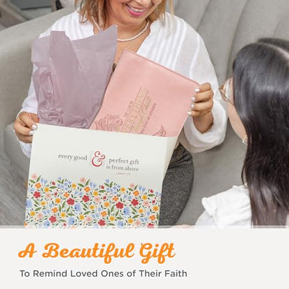 Christian Art Gifts Pink & Gold Floral Faux Leather Fashion Bible Cover for Women: Everything Through Christ - Phil. 4:13 Inspirational Scripture w/Sleeves, Pocket, Pen Loops to Organize, Pink, Large - size: Large