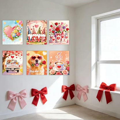 Niteform 6 Packs Valentine's Day Pre Drawn Canvas to Paint， 8x10 in Pre Printed Canvas Boards, Pre Stretched Outline Painting Kits for Beginners, Adults, Party Favors & Romantic Craft Activities - style: 8*10-valentine