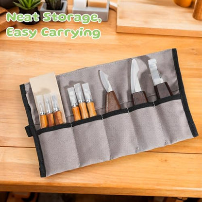 Housolution Wood Carving Kit with Carrying Bag, 30PCS Wood Carving Tools | Whittling Kit Includes Carving Knives Carving Chisels Basswood Blocks Gloves, Woodworking Tools for Beginners DIY Hobbies