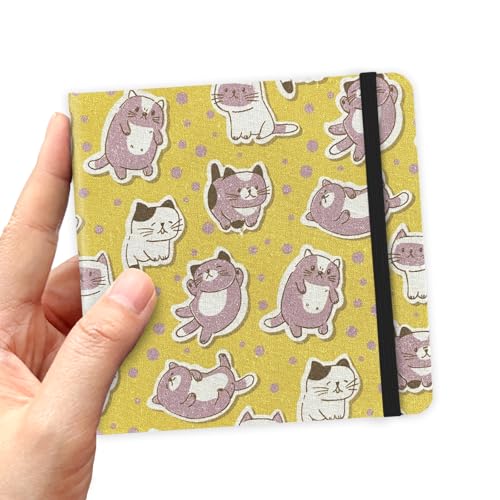 4.8" x 4.8" Hardcover Sketchbook,Small Mixed Media SketchPad,96 Sheets 80gsm Acid-Free Artist Drawing Paper,Travel Journal Pocket Blank Notebook for Painting,Illustration,Art Supplies.Yellow Cute Cat - color: 80gsm Cloth-yellow cute cat