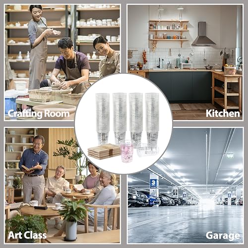 200PCS Resin Epoxy Mixing Cups, HIA 8oz Clear Plastic Paint Measuring Cups with 200pcs Wooden Stirring Sticks for Epoxy Resins, Mixing Paint, Pigments, Resins