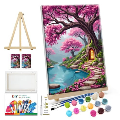 JOOZ Landscape Paint by Numbers Kit for Adults with Frame, 8x12 Inch - color: Landscape 080