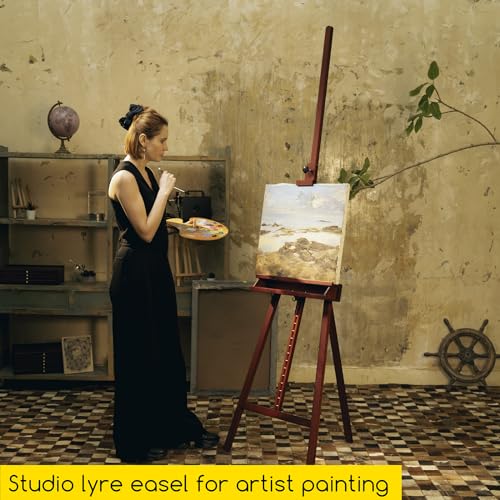 MEEDEN Walnut Large Painters Easel Adjustable Solid Beech Wood Artist Easel, Studio Easel for Adults with Brush Holder, Holds Canvas up to 48" - color: Deep Walnut