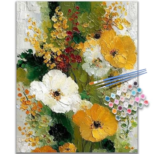 Kalonyth Flowers Paint by Numbers Kit for Adults, 16x20 inch, No Framed | Abstract Flower Adult Paint by Number Kits on Canvas, DIY Acrylic Painting, Stress Relief Craft Kits, Home Wall Decor Gift - color: OP-US10