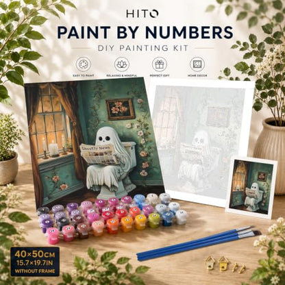 HITO Halloween Paint by Numbers Kit for Adults Ghost 16x20 Inch Frameless - color: The Ghost of the Toilet