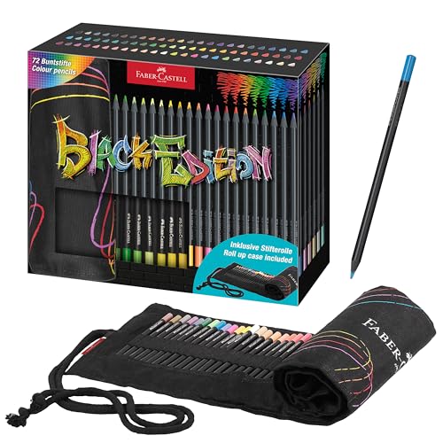 Faber-Castell Black Edition Colored Pencils Roll, 72 Count, Roll-Up Case - color: Classic, size: 1 Count ( Pack of 72)