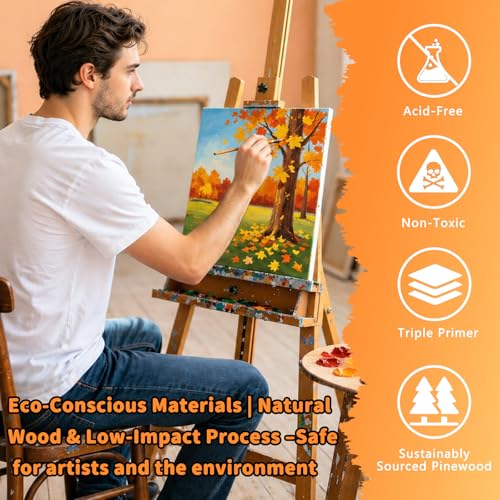 22-Pack Stretched Canvas 6 Sizes 6x6 to 16x20 Cotton for Oil & Acrylic | 10oz 100% cotton duck seed husk, triple acid-free gesso, reinforced pine frames for oil, acrylic & mixed media - size: 20x30, 30x40, 40x50, 20x20, 15x15, 24x30