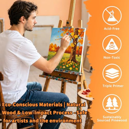 22-Pack Stretched Canvas 6 Sizes 6x6 to 16x20 Cotton for Oil & Acrylic | 10oz 100% cotton duck seed husk, triple acid-free gesso, reinforced pine frames for oil, acrylic & mixed media - size: 20x30, 30x40, 40x50, 20x20, 15x15, 24x30