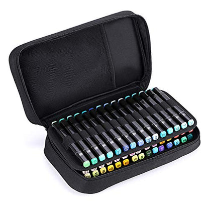 BTSKY Art Marker Carrying Case Lipstick Organizer-60 Slots Canvas Zippered - color: Black