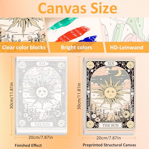 Tarot Paint by Numbers Kit for Adults with Frame, 3 Pack, 7.8x11.8 inch | DIY Painting Kits Crafts for Adults, Relieve Stress, Frame Canvas, Wooden Easel, Gift Box, Home Wall Decor - color: 3 Pack Tarot